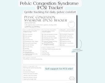 Pelvic Congestion Syndrome PCS Tracker | Pelvic Pain Symptom Log | Daily Pain Patterns | Women’s Health Printable | Gentle Edition