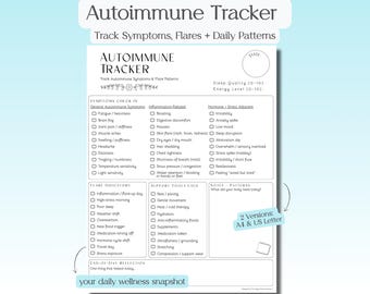 Autoimmune Tracker | Daily Symptom & Flare Log | Chronic Illness Tracker | Inflammation, Stress + Energy Tracking | Wellness Journal