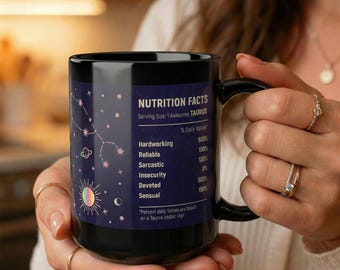Caneca do Signo de Touro: Xícara de Café Astrológica, Signo do Horóscopo, Utensílio de Cerâmica Preta