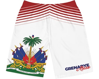 Szorty kąpielowe z flagą Haiti | Patriotyczne kąpielówki plażowe