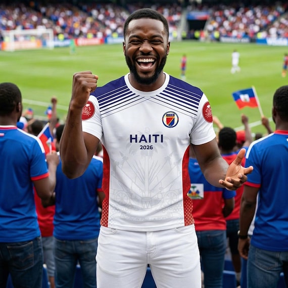 Haiti Jersey T-Shirt |Haitian Flag Colors Shirt| sportwear Shirt | Worldcup 2026 | White |Diaspora Streetwear| Unisex Gift| Chicature