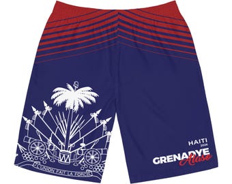 Copy of Patriotic Blue Starburst Board Shorts | Red Side Panel Swim Trunks