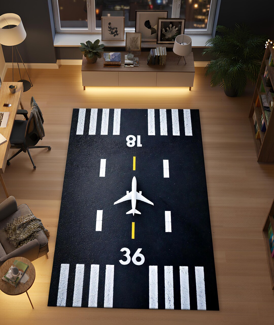 Airplan Rug Airplane Runway Rug Aviation Theme Kids Room Decor Pilot Gift Airport ...