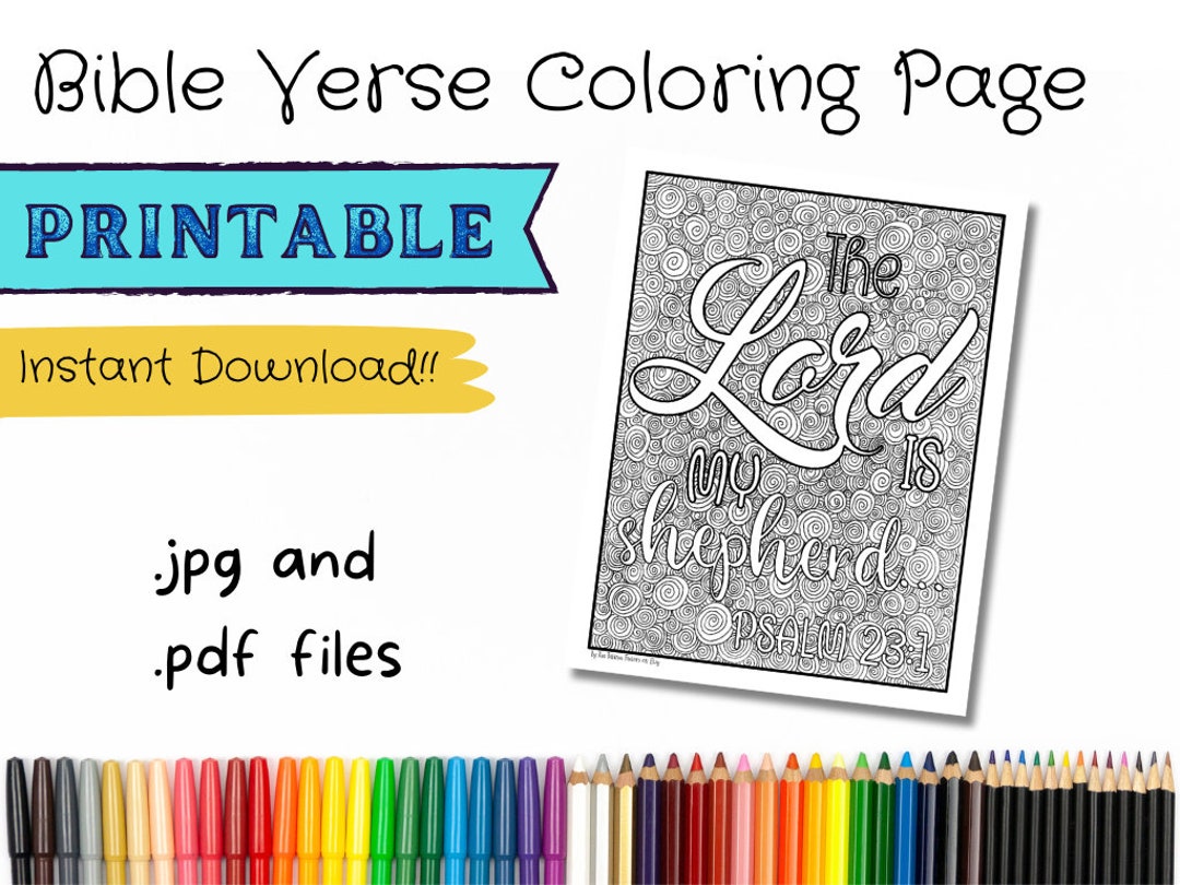 Psalm 23:1, Scripture Bible Verse Coloring Page, Single Digital ...