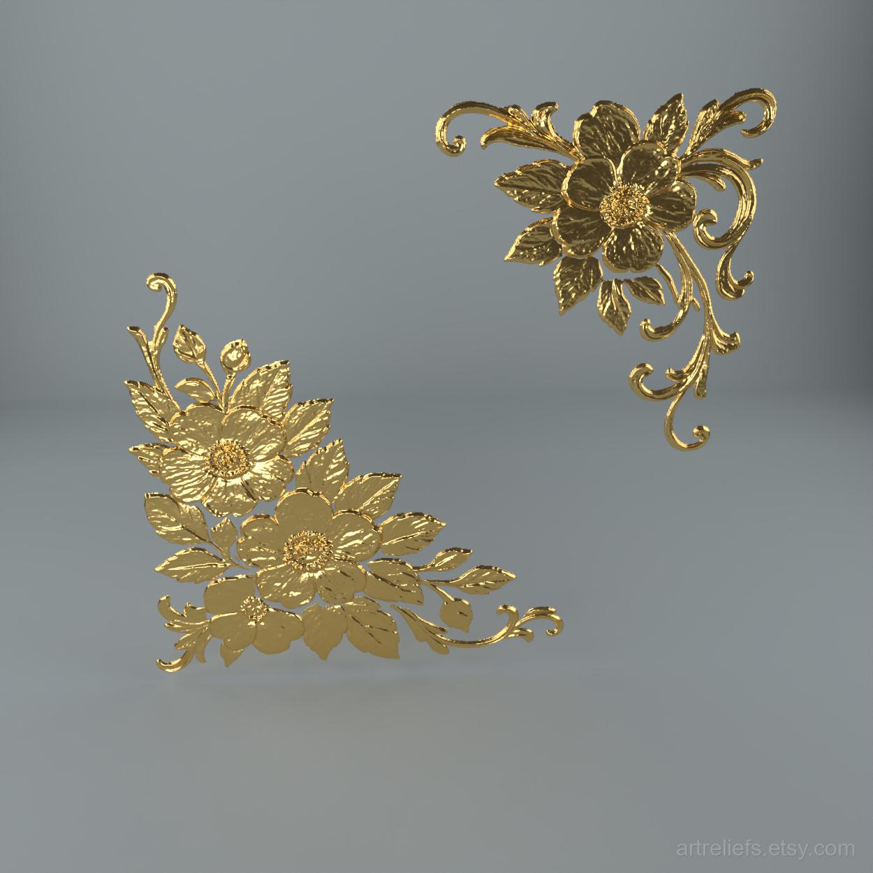 Ornament Baroque Corner STL File, Acanthus Scroll Relief for 3D ...