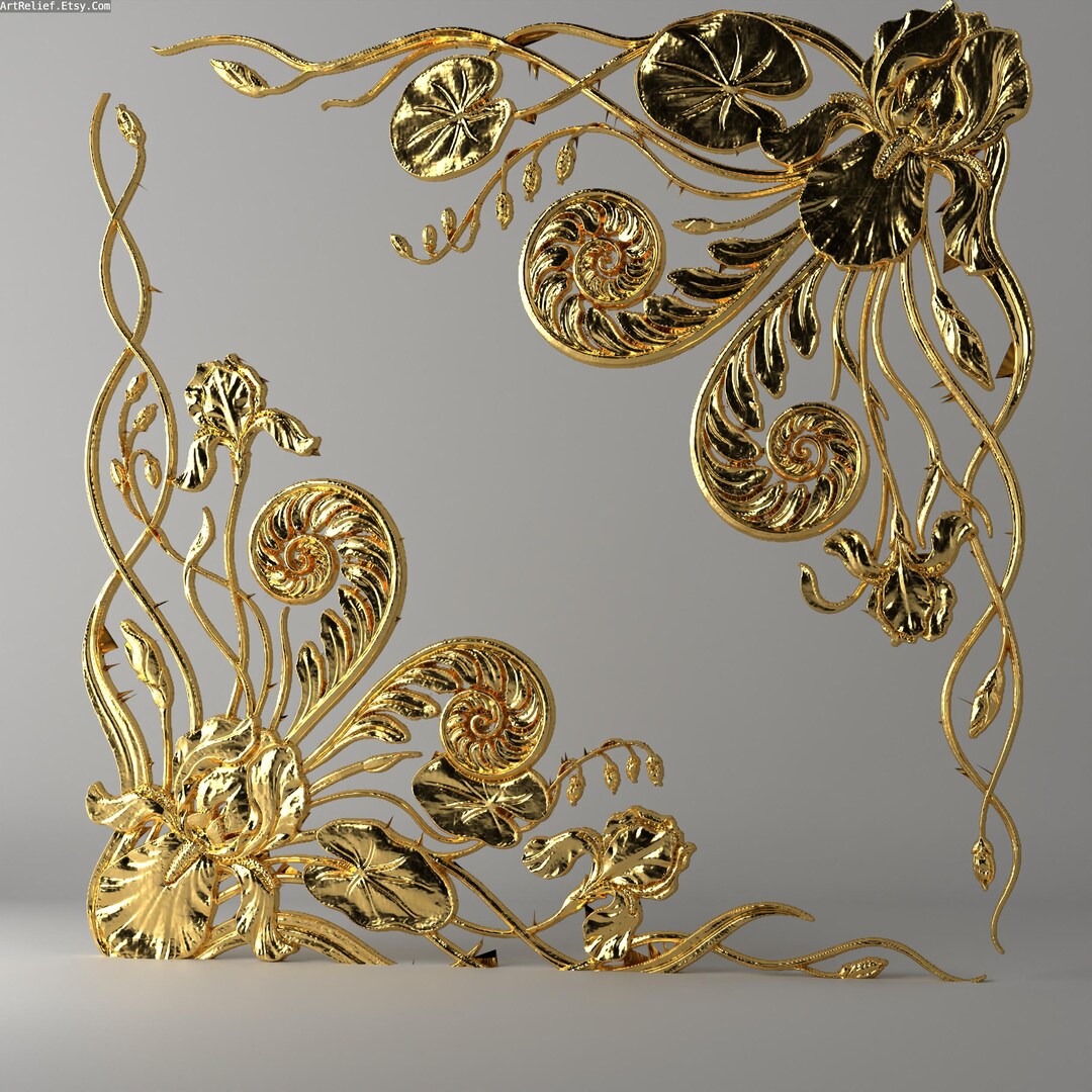Ornament Baroque Double Corner STL File, Acanthus Scroll Relief for 3D ...