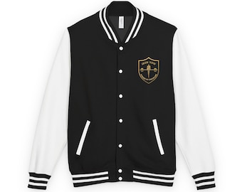 Iron Vow Skull with Barbell Letterman Jacket | Gym Weightlifting