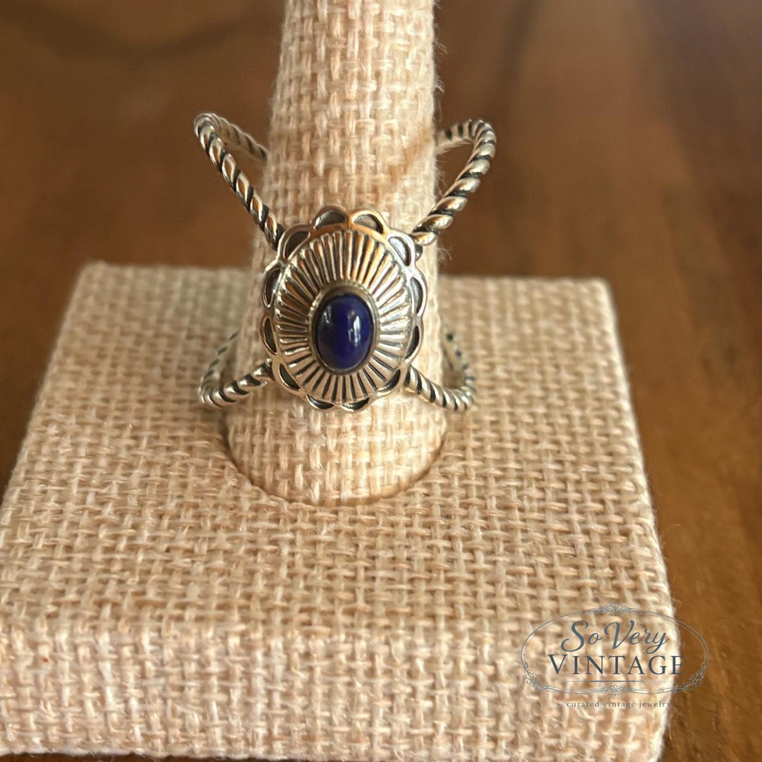 Carolyn Pollack Relios Lapis Lazuli Vintage Sterling Silver Concha Ring ...