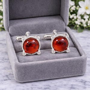 Elegante rote Manschettenknöpfe mit Rubin für Männer, Hochzeits Accessoires, Geschenk für Ihn, Luxus Schmuck