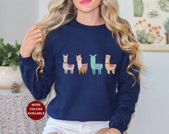 Llama Sweatshirt, Gift llama lover, gift teenage daughter, gift mom, four llamas, cute llama sweatshirt, llama animal sweatshirt gift, llama