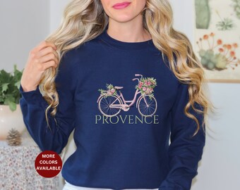 Sweat provençal, sweat francophile, sweat français, voyage dans le sud de la France, sud de la France, cadeau vélo, cadeau vélo fleurs sauvages