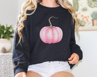 Pink Pumpkin Sweatshirt, Pink Halloween Sweatshirt, Fall Vibes Sweatshirt, Gift for Mom, Gift for Sister, Pink pumpkin long sleeve, fall
