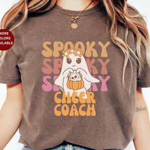 Comfort Colors Halloween Cheer Coach t-shirt Spoopy Spooky Cheer Coach T-shirt Gift Cheer Coach Spooky Ghost Cute Cheer Coach shirt cute