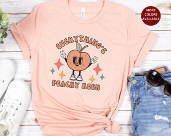 Peachy Keen Shirt, Summer Peach Shirt, Cute Peach Summer Tshirt, Cute Peach Shirt, First Grade Teacher Shirt Gift, Peach Tee, Peach shirt