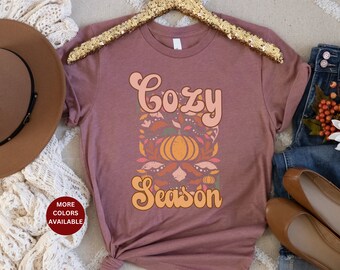 Cozy Season t-shirt Cozy Szn shirt October Birthday Gift Nov Fall Floral Tee shirt Gift Wife girlfriend November gift t shirt cottagecore