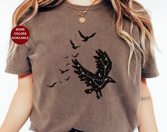 Comfort Colors Crow Celestial Mystical T-Shirt Black Crow T-Shirt Witch Tee Crows T shirt Spooky Halloween Comfort Colors Tee Witch Tee Gift