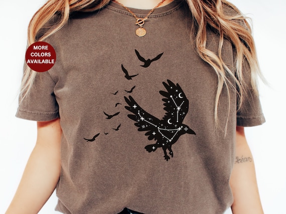 Comfort Colors Crow Celestial Mystical T-Shirt Black Crow T-Shirt Witch Tee Crows T shirt Spooky Halloween Comfort Colors Tee Witch Tee Gift