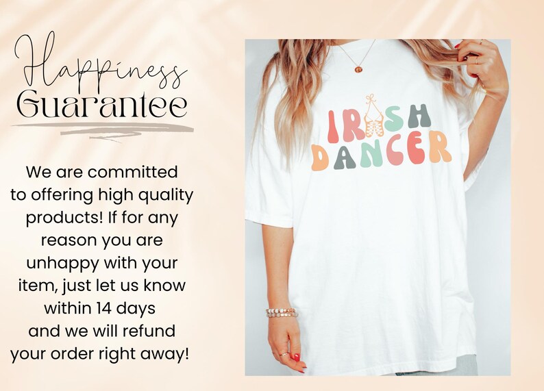 May include: White t-shirt with a colorful graphic that says "Irish Dancer". The shirt is oversized and has a relaxed fit.