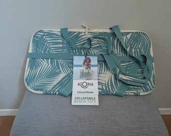 Aloha x CleverMade Collapsible Teal Beach Tote – Oversized Water-Resistant Summer Bag