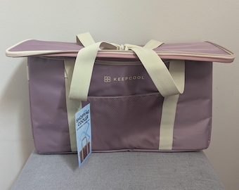 Large Insulated Versatile KeepCool Shopping Cooler Grocery Bag (Muted Purple-Pink)