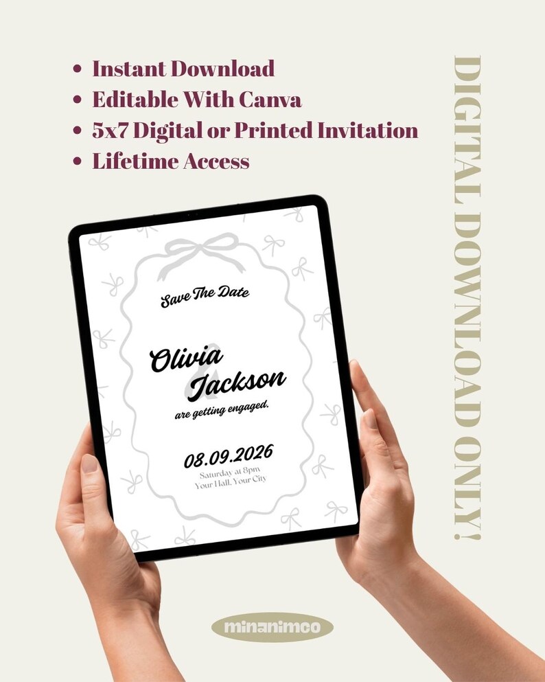 Engagement Invitation Template – Editable Canva Invite – Instant ...