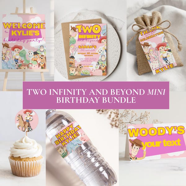 Toy Story Pink Two Infinity and Beyond verjaardagsfeestbundel // Digitale download