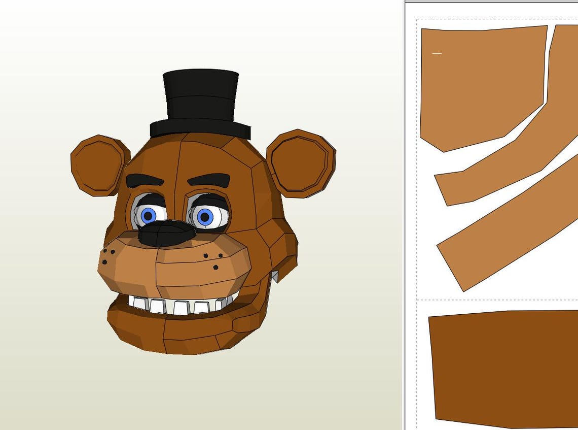 Freddy Fazbear Full Cosplay Pepakura Template – Wearable FNAF Suit ...