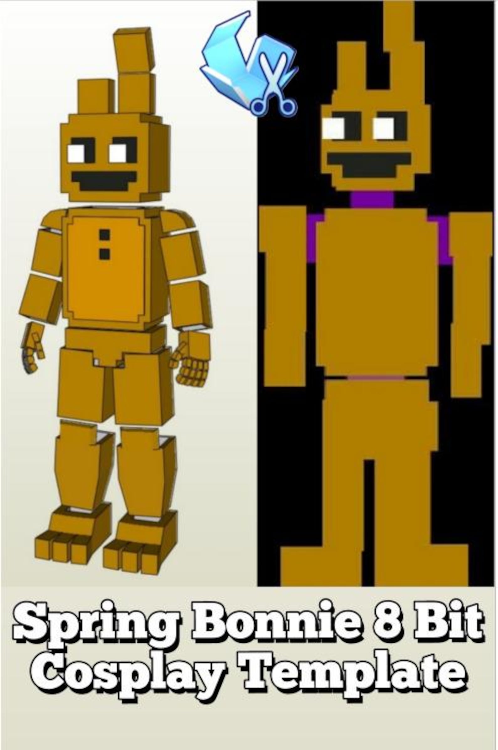 Spring Bonnie 8 Bit Pepakura Template | Fnaf Cosplay PDF & PDO | Low ...