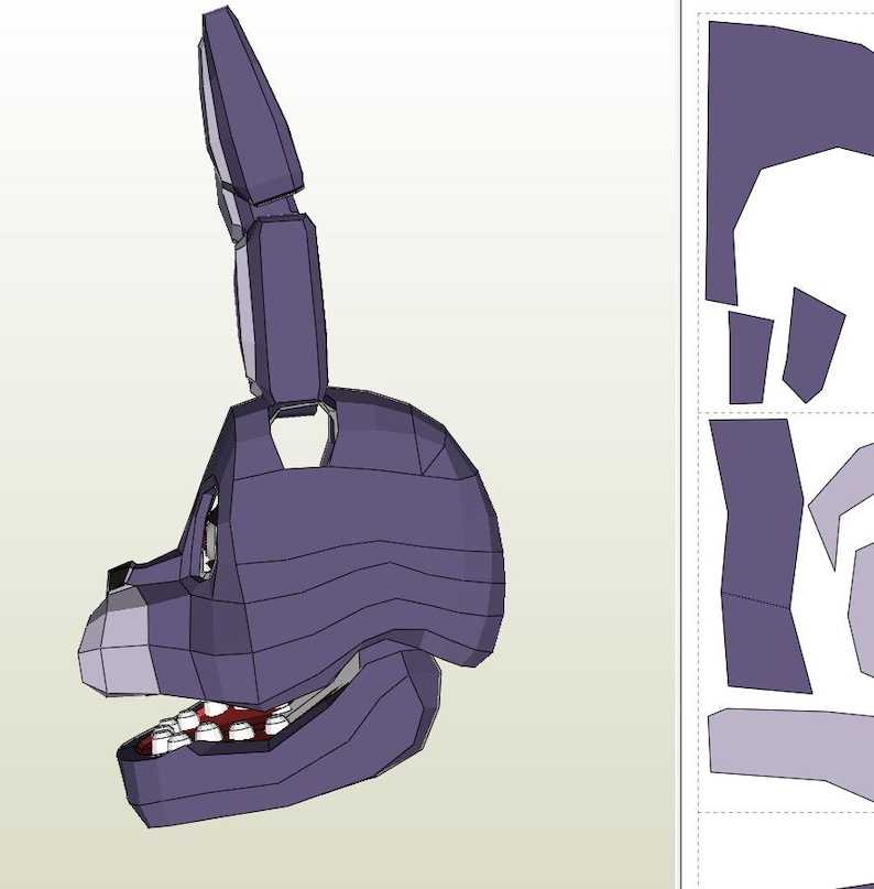 Wearable Bonnie Helmet Pepakura Template EVA Foam PDF | FNAF 1 Cosplay ...