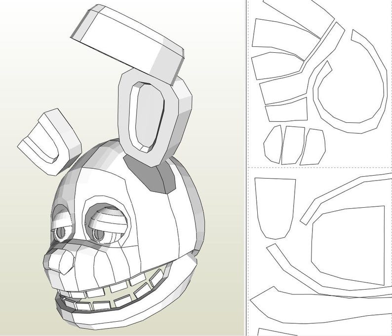 Springtrap Papercraft Template Springtrap Prototype Helmet – Pepakura Foam Templates - Etsy