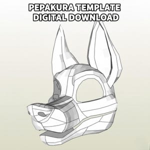 Wolf Fursuit Head Pepakura Template – Wearable Costume Pattern – Digital Download