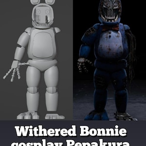 Withered Bonnie Wearable Cosplay – Filmversionens Pepakura-mönster – FNAF – Digital fil
