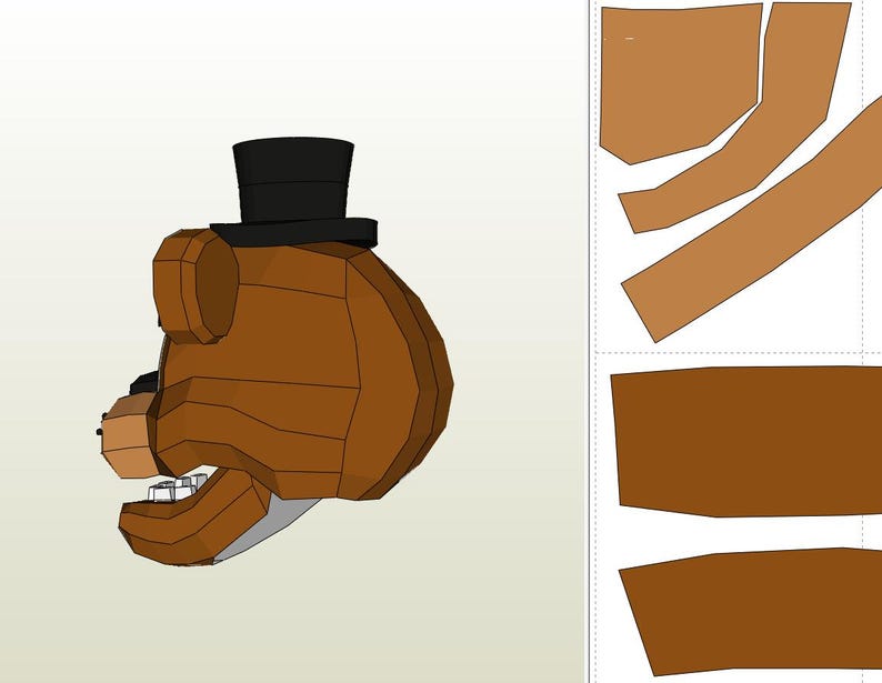 Freddy Fazbear Helmet Pepakura Template – FNAF Cosplay Mask – Wearable ...
