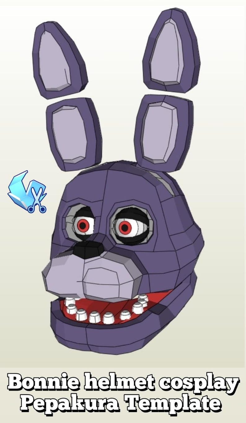 Wearable Bonnie Helmet Pepakura Template EVA Foam PDF | FNAF 1 Cosplay ...