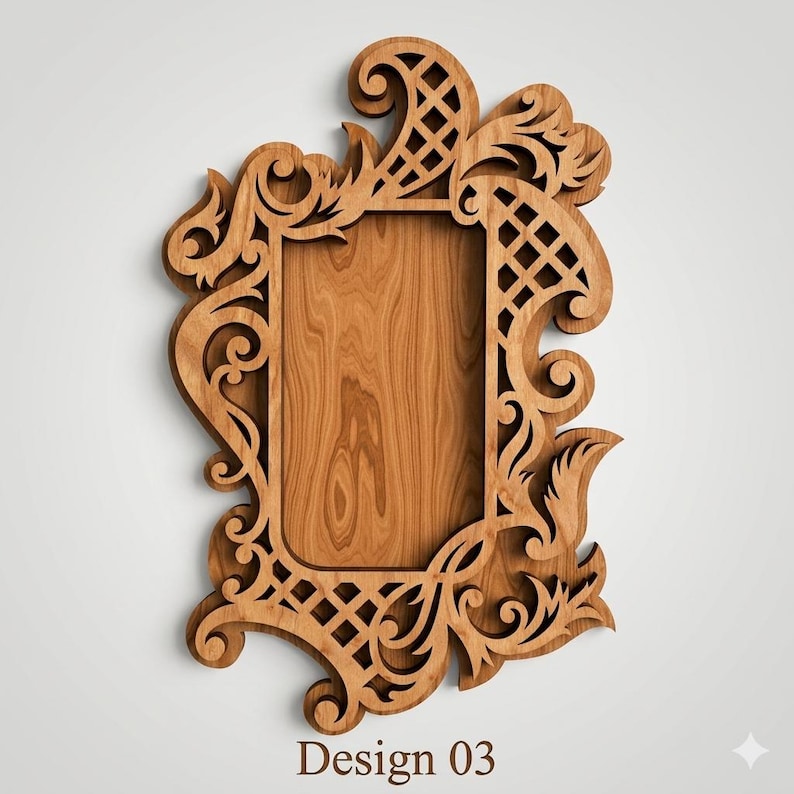 Photo Frame Laser Cut Files 4 Designs Bundle | Decorative Picture Frame ...