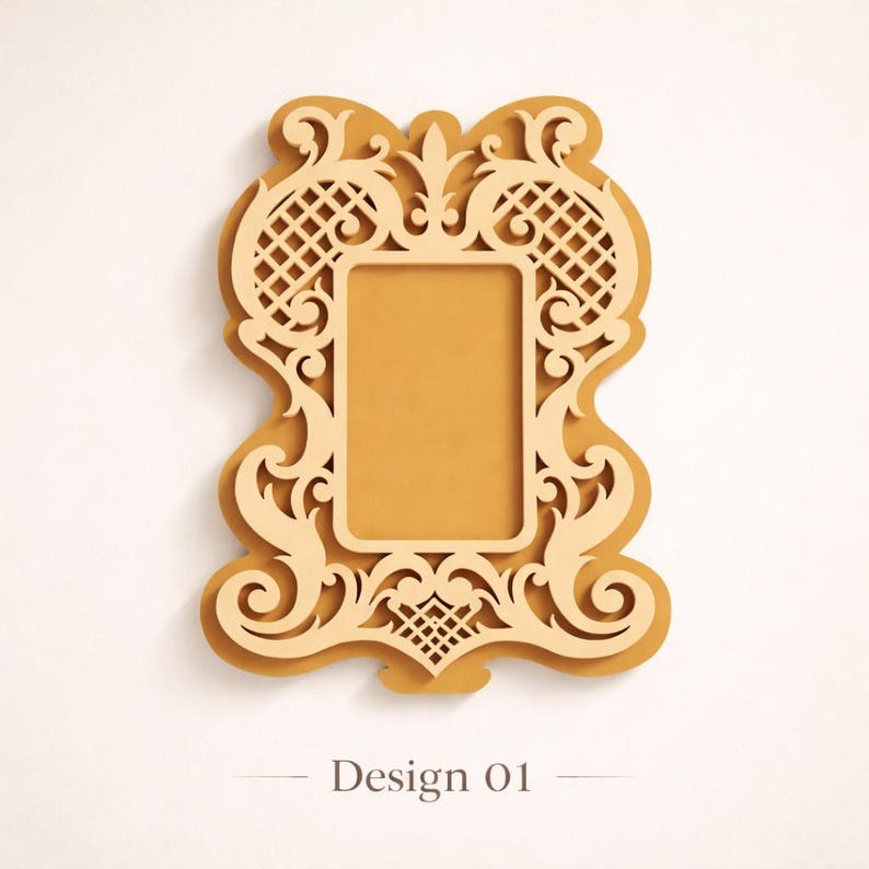 Photo Frame Laser Cut Files 4 Designs Bundle | Decorative Picture Frame ...