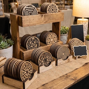 Pacchetto SVG di sottobicchieri tagliati al laser / 20 modelli di sottobicchieri (download digitale)