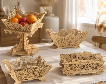 Vintage Fruit Basket & Jewelry Box Designs - 4 Laser Cut DXF Files (Digital Download)