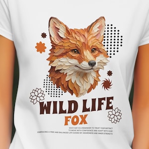 Wild Life Fox PNG - Strukturiertes Orange Pinselstrich Tier - Digital Download
