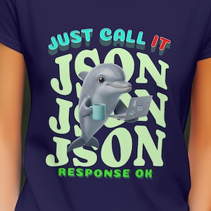 JSON Dolphin Programmer PNG – Coffee, Laptop, API Developer Art (Digital Download)