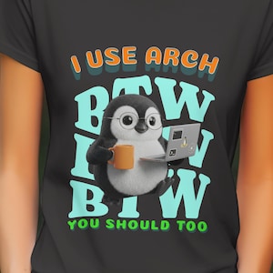 Linux Penguin Arch BTW PNG - Funny Programmer Penguin - Digital Download