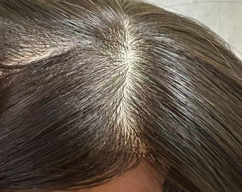 Women Silk Base Human Hair Topper: Natural Black European Hair Piece Breathable Clips in for Baldness Hair Loss 3"x5" 5"x6" 9cmX12cm