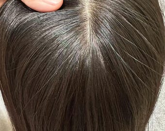 Lichte zijden basis mensenhaartoppers: 3" x 5" 9 cm x 12 cm natuurlijk zwart Europees haarstukje ademend Clips in voor kaalheid Haaruitval