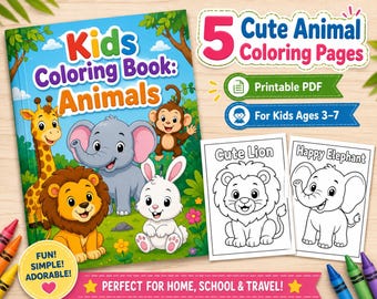 Kids Animal Coloring Pages Printable PDF (Ages 3-7)