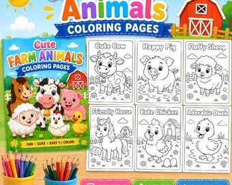 Farm Animals Coloring Pages, Printable PDF for Kids (Instant Download)