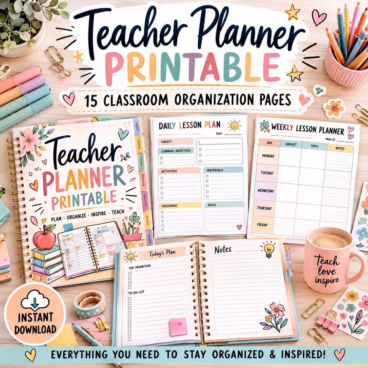 Teacher Planner Printable | Classroom Planner PDF | Lesson Plan