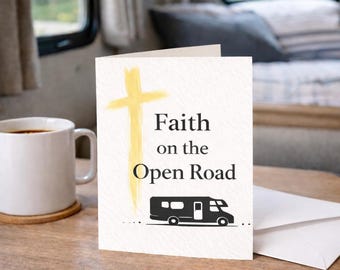 Christian RV Traveler Card, Faith on the Road, Encouragement Gift (5x7 Downloadable PDF File )
