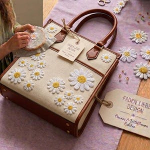 Aufbügler Blume Gänseblümchen • Stickerei Aufnäher für Kinderkleidung Jeans flicken • Faden Liebe Design