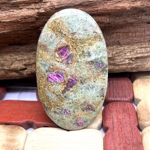 Natural Ruby Fuchsite Gemstone – 65 Carat Oval Cabochon 29x49 mm