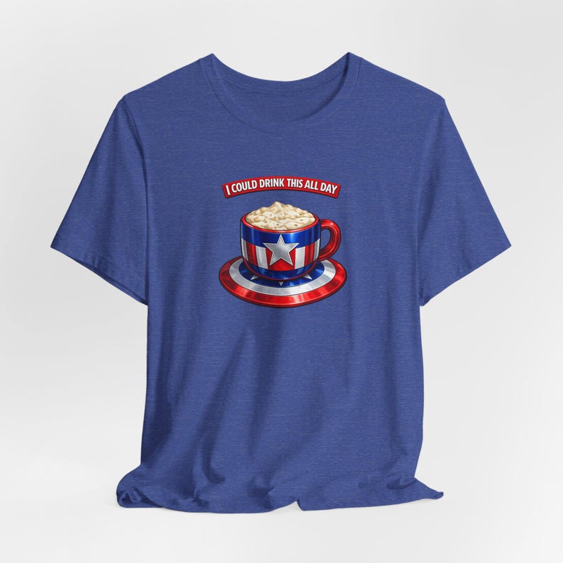 Coffee Lover Softstyle Shirt | Captain America Inspired Tee | Funny Coffee Quote | Graphic T-Shirt | Gift for Coffee Avengers Lovers image 1